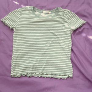 Blue/Green Striped Ribbed Tee S/M
